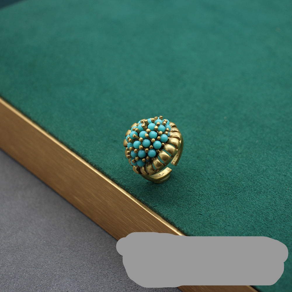 Wholesale Vintage Imitation Green Pine Open Ring